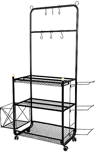 RELOVE Basketbollhållare, basketorganisatör förvaringsstativ, förvaring av sportutrustning för garage, bollsportutrustning arrangör (94,5 x 38 x 149 cm-svart)