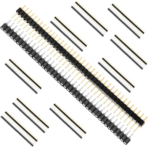 DAOKAI Stecker- und Buchsenleiste, rund, 2,54 mm, 0,1 Zoll, 40P vergoldet, männlich, verzinnt, Buchsenleiste, Kombination, gerade, einreihig, 20 Stück