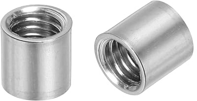 QUARKZMAN 10 Stück M8 Runde Verbindungsmuttern, 304 Edelstahl Kupplungsmutter 10mm/0,39 Länge Hülse Stange Stabmutter für Halterung, Grobgewinde M8x10x10mm