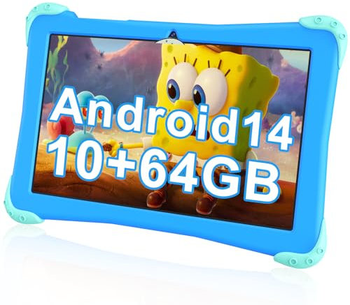 EagleSoar Tablet para Niños 10 Pulgadas, Android 14 con Procesador Octa-Core, 3 a 12 Años, 10GB RAM+64GB ROM, APP Aprendizaje Preinstalado y Controles Parentales (Azul)
