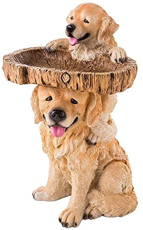 Wildvogeltränken Klein Vogeltränke Hund aus Polyresin, Wetterfeste Vogelbad Vogel Tränke Bad 21cm Hoch im Hund Design, Lustig Vogelbecken für Wildvögel, Deko für Garten Terrasse Balkon (Hund)