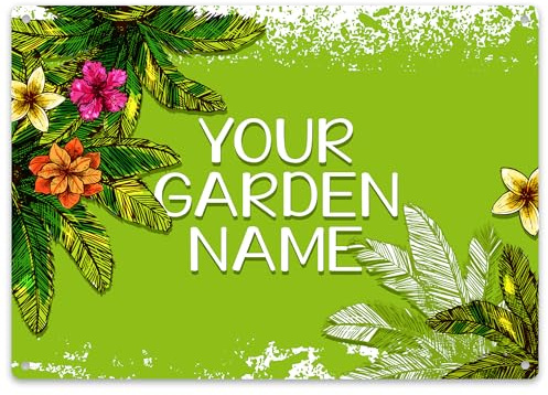 Purple Print House Personalised Outdoor Metal Sign Spring Summer Garden Gardening Plaque Custom Gift, Large, White