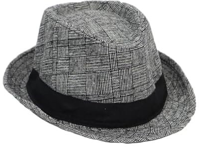 FULUJIDI Fedora Trilby Filzhut Hut Jazz Hut Für Männer Outdoor Beach Cap Gentleman Hip-Hop Street Dance Cap Baumwolle Leinen Fedora Eimer Hut Grau