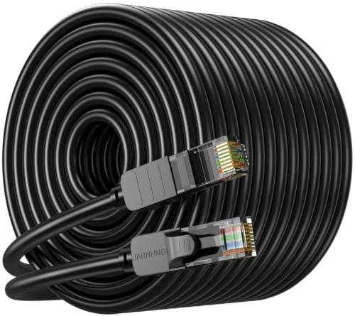 JARNHNG Cat 6 Ethernet Cable 75m, High Speed 10Gbps Internet Cable, Black RJ45 LAN Patch Cables, Long Ethernet Cables are Suitable for Games, Computers, TV, Routers, Modem, Patch Panel