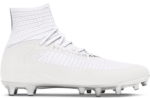 Under Armour Mens Highlight 2 MC Knit Football Cleats - High-Rebound SuperFoam Insole 9 White-Metallic Silver