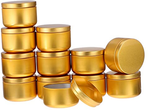 HAWILLOSCH 12pcs Candle Tin Metal Containers Aluminum Refillable Jars for DIY Candle Making and Travel Storage