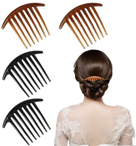 4er-Set Haarkämme mit 7 Zähnen, Kunststoff-Seitenkamm, französischer Kamm, Klauenkamm, Damen-Haarschmuck, Haarspangen für Damen und Mädchen
