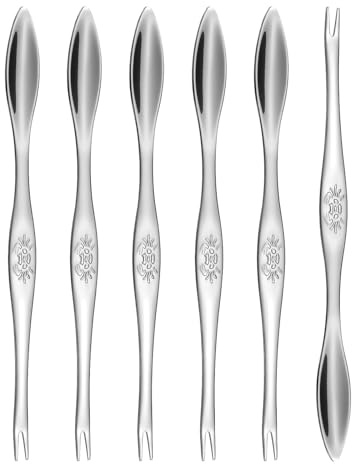 sourcing map 6 Pcs Stainless Steel Crab Forks 6.5 Inch Seafood Forks Crab Legs Cracker Utensils Seafood Picks Tools for Lobster, Crab, Crawfish, Prawns and Shrimp Seafood (Silver)