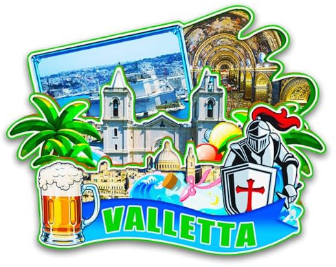 Orlybar Calamita da frigorifero in legno 3D della Valletta Malta, souvenir da collezione, decorazione fatta a mano, magnete per frigorifero -6375