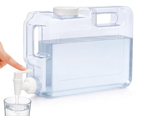 Dispensador de Agua para Nevera con Grifo y Asa, Garrafa de Plástico Transparente Reutilizable para Bebidas Frías, Dispensador Portátil Resistente y Libre de BPA, Capacidad de 4.2 litros