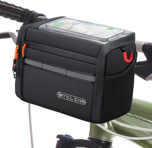QCHMM Lenkertasche Fahrrad, Isolierte Fahrradtasche Lenker für E Bike und Fahrrad, 4L Fahrradkorb vorne Tasche mit Einstellbar Touchscreen und abnehmbar Schultergurt