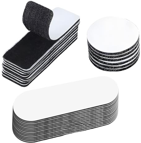 klettband selbstklebend extra stark, 5cm rund (10 Stück), 3cm*10cm Rechteck (10 Stück), 3cm*10cm abgerundetes Rechteck (10 Stück) selbstklebende Klettbänder, stark, für Türen, Böden, Sofas (Schwarz)