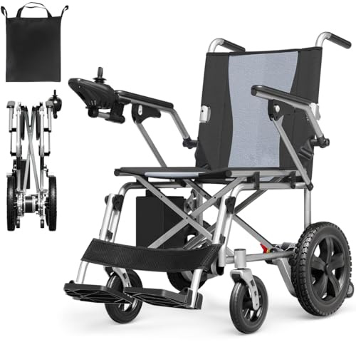 Fauteuil Roulant Électrique Pliable Léger, Pour Intérieur Étroit, Autonomie 20 km, Charge Max 130 kg, Poids 25 kg, Véhicule Électrique pour Senior (12Ah)
