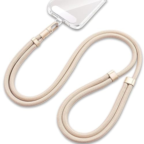 newplenty Handykette Universal,Verstellbar Handyband zum Umhängen aus doppeltem, Nylon-Seil Robust Angenehm Lanyard Handy, Umhängeband mit Metallschnalle Haltbar (Kamel)