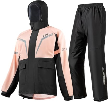 MOTOCENTRIC Motorrad Regenanzug für Damen,Rosa Wasserdichter Regenhose Regenjacke Motorrad,Atmungsaktiv Winddicht Fahrrad Regenbekleidung,für Outdoor Wandern,Reisen,Radfahren (Rosa, M)