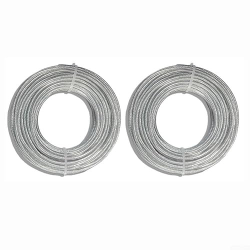 Stahl-Trimmerschnur, Mäher, Schneidseil-Set, zwei 15 m Rollen, passend für mehrere Trimmer-Größen, einschließlich 2 4 mm bis 3 5 mm, entworfen für effektives Gras und Schneiden (3,5 mm)