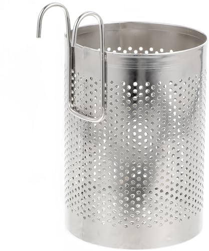 TOGEVAL Porta Posate in Acciaio Inox Appeso, Cestello Scolaposate Argento | Struttura a Rete, Facile Accesso e Pulizia, Resistente All'usura, Asciugatura Utensili