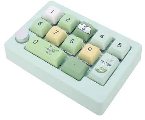 Annadue Clavier de Jeu Mécanique à Une Main, Clavier Programmable Macro à 12 Touches avec Joystick et Bouton, Rétroéclairage RVB Remplaçable à Chaud, 3 Modes (2,4 G/BT/Type-C) pour PC (Green)