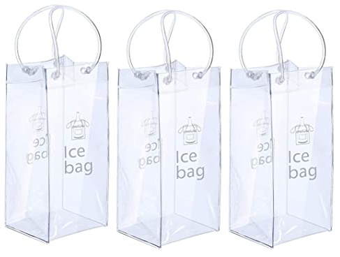 Hperu Sac à Glace pour vin, 3 pièces, Seau à vin de Glace Transparent Pliable avec poignée, pour Pubs, Restaurants, Maison, Transparent et Facile Ranger et Utiliser