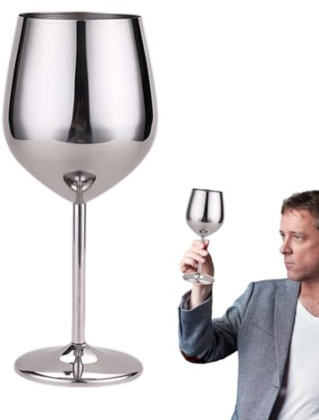 Generico Copas de vino de acero inoxidable, tazas de vino de metal - Copas de tallo alto | Copas de tallo para restaurantes, bares, fiestas y hoteles