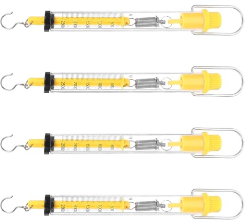 minkissy 4 Stück Federwaagen 2,5 Kg mit Transparentem Kunststoffgehäuse Newton Kraftmesser Dynamometer Hakenwaage für Physikunterricht und Zugkraftmessung