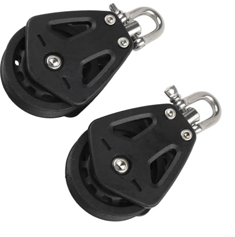 Feegow Polea de nailon resistente bloque de polea única parrilla giratoria para velero, aparejo marino, línea máxima de 10 mm, carga de 460 kg, accesorios de barco, paquete de 2