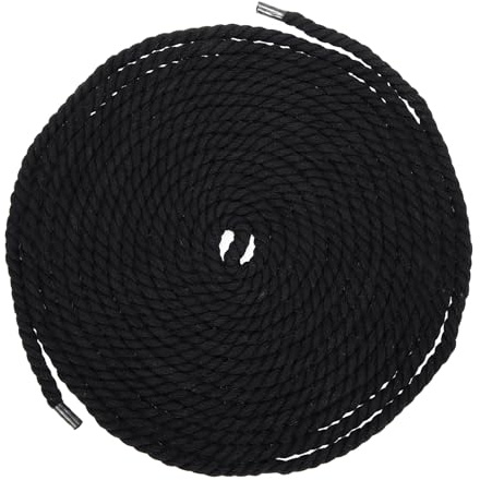 sourcing map Corde à linge en coton noir de 5 mm x 5 m à 3 brins torsadés épais pour macramé pour bricolage, suspension murale, suspension de plantes, nœud, corde à linge