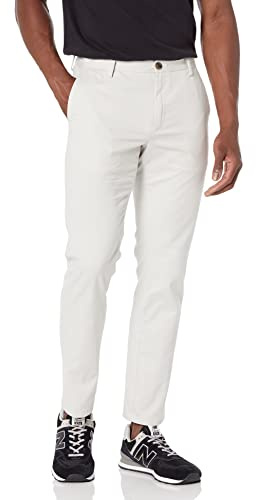 Amazon Essentials Men's Slim Fit Wrinkle-Resistant Flat-Front Work Chino Trousers, Light Grey, 30W / 30L