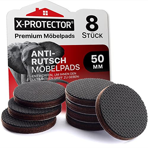 X-Protector Antirutsch Pads 8 Stück 50 mm - Antirutsch Gummi Selbstklebend - Prämie Rutschhemmer für Möbel - Ideal Anti-rutsch Gummi - Dicker Möbelstopper - Antirutschpads für Möbel & Gegenstände!