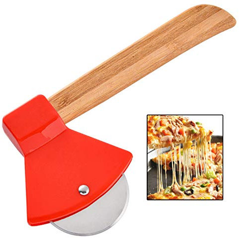 Pizzaroller Lustig Pizzarad Axt Edelstahl Pizzaschneider Pizza Cutter Stahl Pizzarad Spülmaschinenfest Pizza Cutter Edelstahl Holzgriff Pizzaroller Hochwertig von Pizza Waffeln Pfannkuchen und mehr