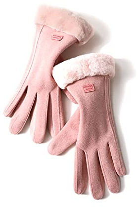 Balakaka 2025 Nuovo Guanti invernali da donna, Guanti da Donna TouchScreen Caldi Spessi Eleganti Fodera Rinforzata, Comodi Antivento Guanti da Guida per Moto Ciclismo all'aperto, Rosa