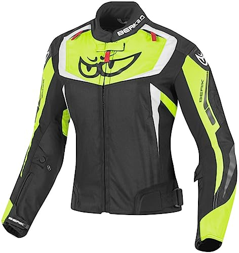 Berik Bad Eye wasserdichte Damen Motorrad Textiljacke, schwarz/gelb, 40