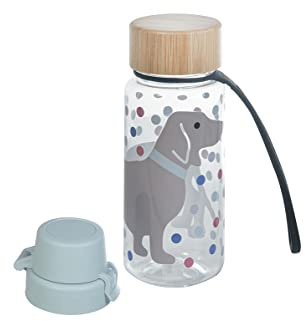 Kindsgut Kinder-Trinkflasche Tritan 400 ml, Bambusdeckel, Dackel | Auslaufsichere, bruchfeste Wasserflasche ab 2 Jahren mit Mundstück und Silikonlasche, Kita, Schule und Ausflug, Handwäsche