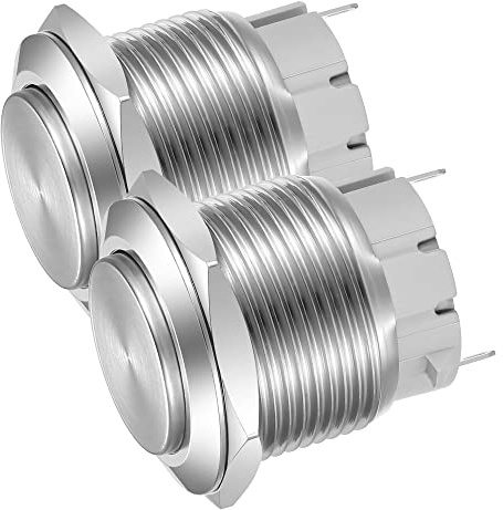 Gebildet 22mm Hoher Kopf EIN/AUS SPST Rastdrucktaster, Wasserdichter Edelstahl-Druckknopfschalter, Lötstiftanschlüsse DC 6V/12V/36V/48V, AC 110V/230V 3A 1NO