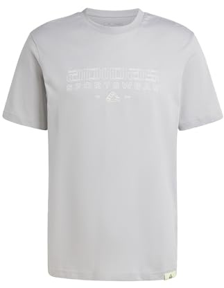 adidas För Män TECH LINEAR GRAPHIC TEE, MGH SOLID GREY, S