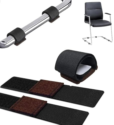 Filtglider med kardborreband för stolsskenor 24 stycken golvskydd, stolben, kardborreband, parkettskydd, lämplig för gungstol, halkmotstånd, bullerreducering
