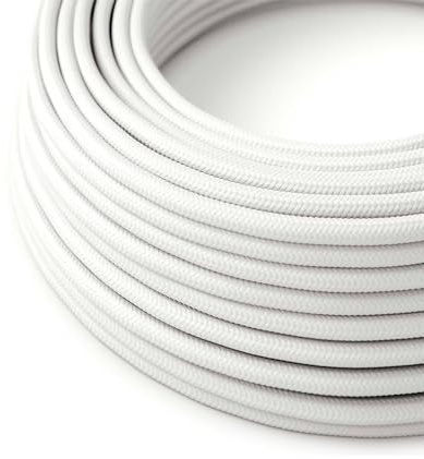 HALOTEC Câble électrique textile blanc 5 m | Câble pour lampe décorative 2 fils 2 x 0,75 mm² | Housse en tissu textile blanc pour éclairage intérieur | Idéal décoration ambiante, style vintage.