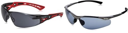 Bollé RUSH+ - Patillas bi-material – PC ahumado - anti-rayaduras y anti-vaho PLATINUM RUSHPPSF Taille Unique Rouge/Noir & CONTPSF Lunettes de protection Contour couleur: fumée