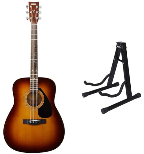 Yamaha F310 – Full Size Steel String Acoustic Guitar – Traditional Western Body & KEPLIN Guitar Stand A Frame Foldable Universal Fits All Guitars Acoustic Electric Bass Stand A (Guitar Stand)