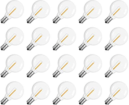 iFutniew Lot de 20 ampoules LED G40 de rechange avec culot à vis E12 incassables pour guirlandes lumineuses solaires