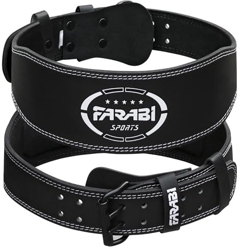 Farabi Sports gewichthebergürtel herren damen 100% echtes Leder lifting belt 4 wide gym gürtel, Powerlifting Belt für Fitnessstudio und Bodybuilding (Black, 3XL Passt von 114 bis 127 CM)
