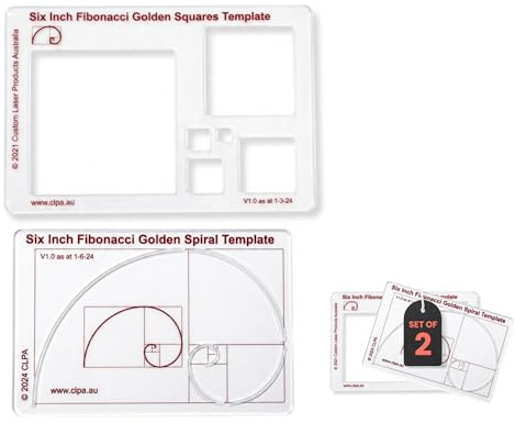 Fibonacci 6 2-Piece Drawing Template Set, Golden Ratio Stencils