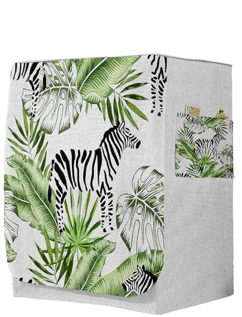 Odot Washer Dustproof Cover Front Load, Washing Machine Dryer Protector Sunscreen Splash Proof Tumble Dryer Case Protective Cover for Most Front Loadi (L-capacity 10.5-12kg,Tropical zebra)