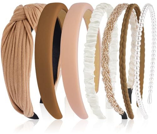LOPHE Damen Stirnbänder, 7 Stück Vintage Gepolsterte Haarreifen, Kopfband für Damen und Mädchen