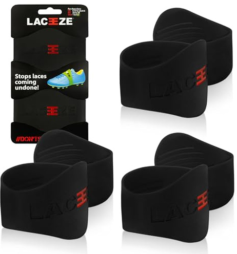 LACEEZE Band original svart 3-pack passar skostorlek C13 – UK 6,5 håller snören knutna under sport, fotboll, rugby,