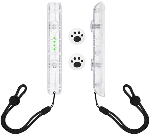 DLseego Dragonne Joycon Compatible avec Switch,1 Paire Switch Gamepad Bracelet avec Verrouillage Automatique et Serrage Réglable, Transparente avec 2 Capuchon de Joystick,Transparent