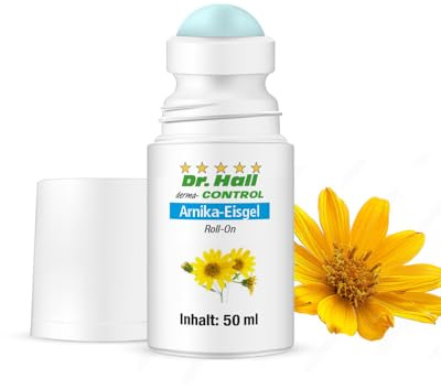 Dr. Hall Arnika-Eisgel Roll-On, 50 ml - Kühlender Massageroller mit sofort - Effekt, ideal für Sport und unterwegs
