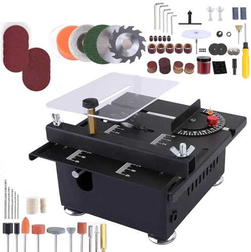 JJENXYYDS Sierra de Mesa Mini, Sierras de Mesa portátiles para Trabajar la Madera, Profundidad de Corte Ajustable elevable de 16 mm, para Manualidades, Bricolaje, Madera Hecha a Mano