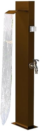 Fontaine Exterieure de Jardin, Fontaine D'extérieur en Acier Inoxydable avec Colonne d'eau et Robinet Antigel pour L'irrigation et Le Lavage du Jardin(Brown)