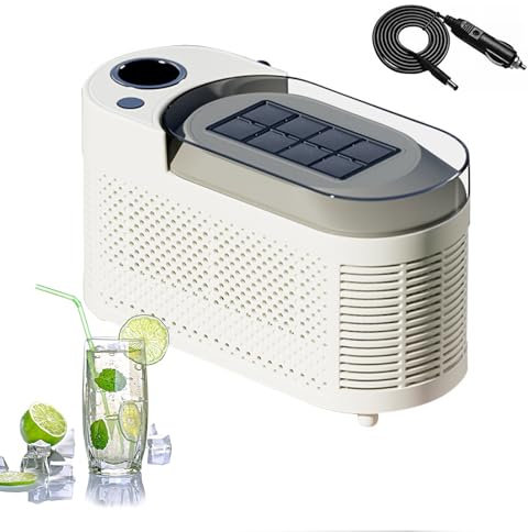 PPLDABNK Mini Macchina per Il Ghiaccio Portatile - 8 Cubetti in 10 Minuti, Doppia modalità (Ghiaccio Cavo/Pieno), Alimentazione A 12 V per Auto E CA, Bassa Rumorosità, Facile da Pulire,White